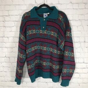 Vintage Icelandic Design Sweater Mens Large Cosby Nordic Pullover Silk Blend